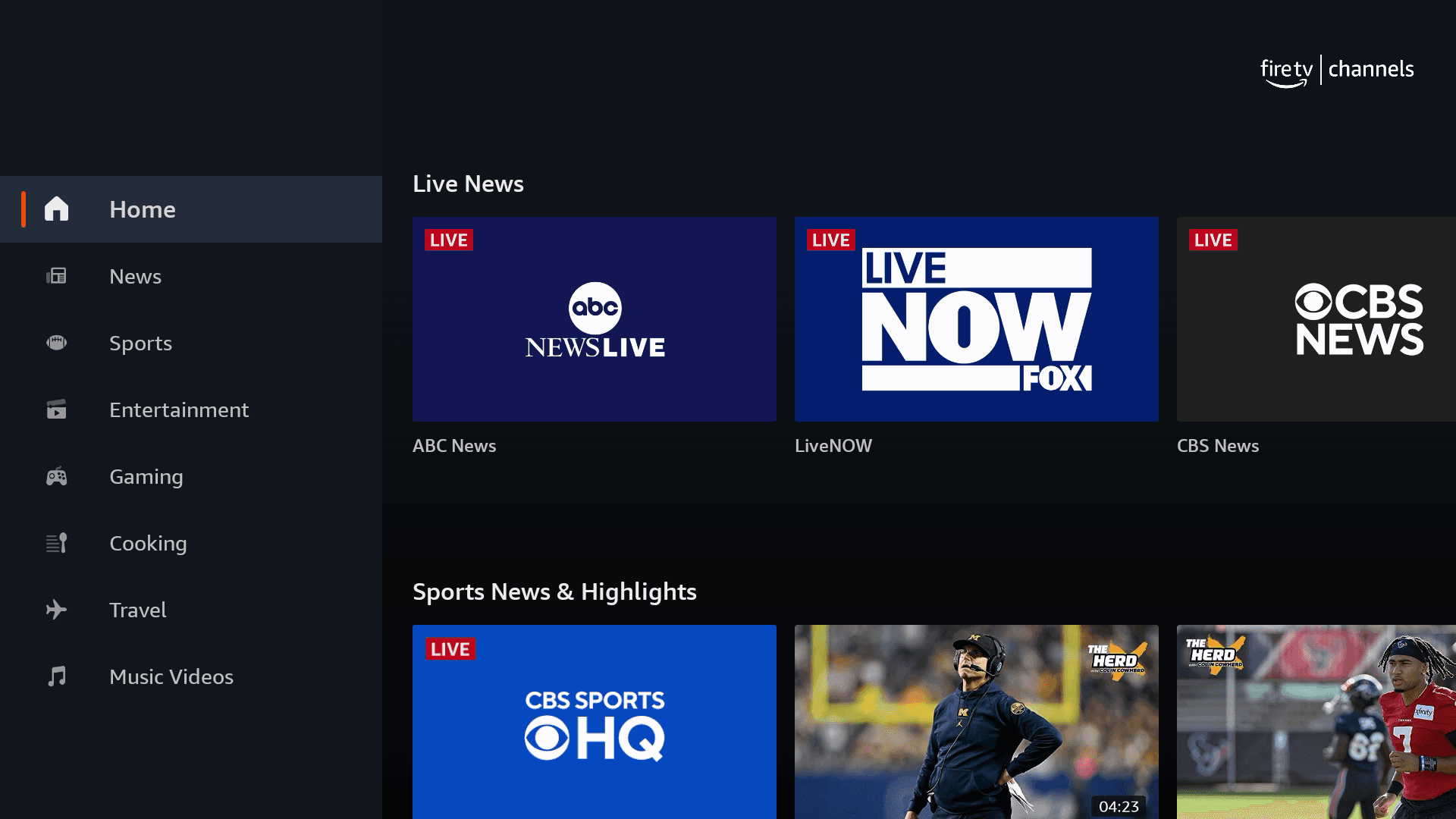 Fire channels browse page